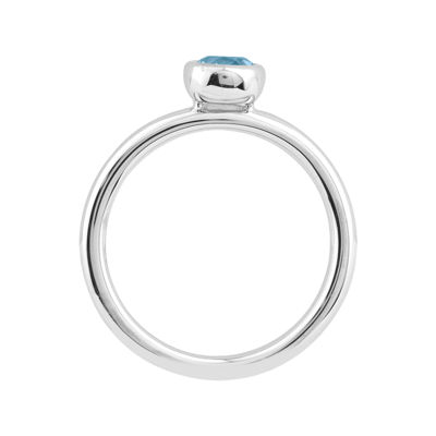 Personally Stackable 5mm Round Genuine Blue Topaz Ring