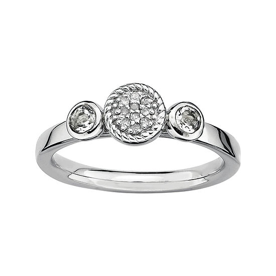 Personally Stackable Double White Topaz & Diamond-Accent Ring