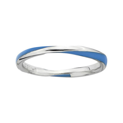 Personally Stackable Sterling Silver Twisted Enamel Ring