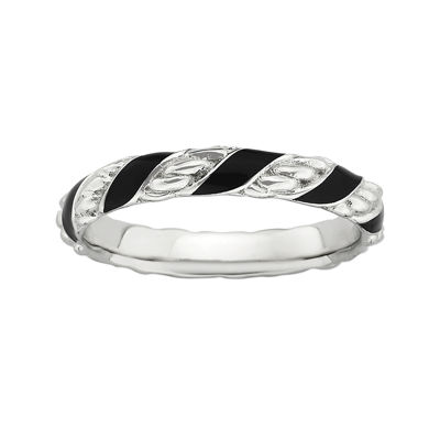 Personally Stackable Sterling Silver Enamel Ribbon Ring