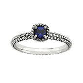 Simulated Aquamarine and Genuine White Topaz Sterling Silver Heart-Shaped Ring
