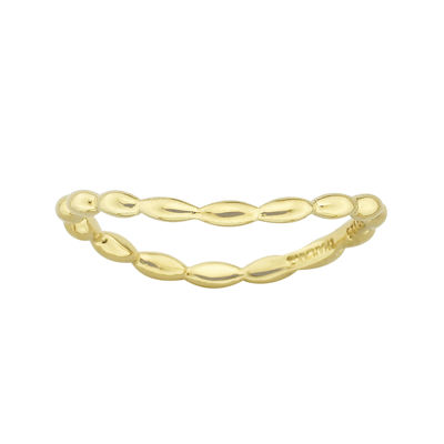 Personally Stackable 18K Yellow Gold Over Sterling Silver Rice Bead Wave Ring