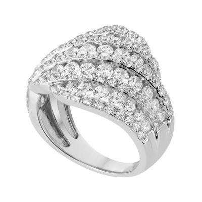 3 CT.T.W. Natural Diamond 10K White Gold Swirl Cocktail Ring