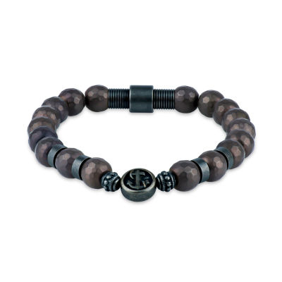 Mens Stainless Steel Beaded Bracelet