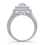 LIMITED EDITION! Womens 1 1/4 CT. T.W. Genuine White Diamond 10K White Gold Halo Engagement Ring