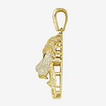 Lion Mens 1 5/8 CT. T.W. Genuine White Diamond 14K Gold Over Silver Pendant