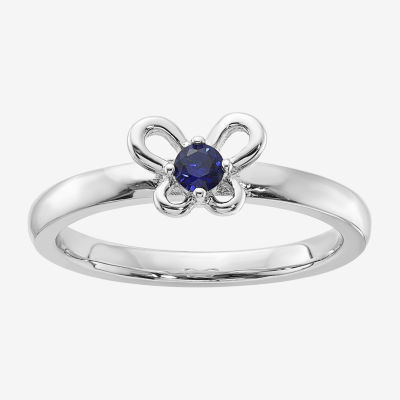 Womens Lab Created Blue Sapphire Sterling Silver Stackable Ring