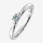 Womens Genuine Blue Aquamarine Sterling Silver Stackable Ring