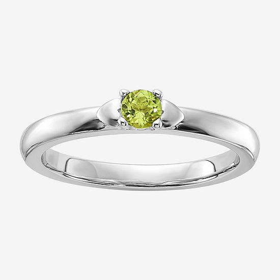 Womens Genuine Green Peridot Sterling Silver Stackable Ring