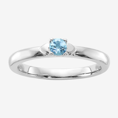 Womens Genuine Blue Topaz Sterling Silver Stackable Ring