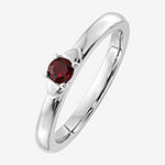 Womens Genuine Red Garnet Sterling Silver Stackable Ring