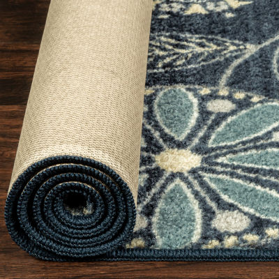 Maples Modern Floral Collection Skid Resistant Indoor Rectangular Area Rug