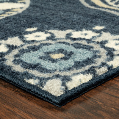 Maples Modern Floral Collection Skid Resistant Indoor Rectangular Area Rug