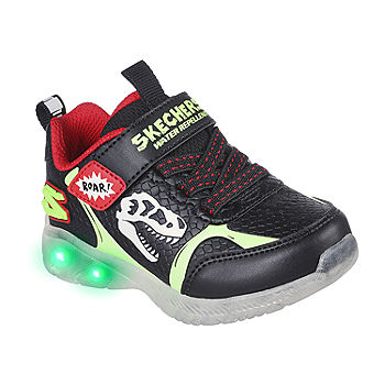 Skechers S Lights Illumi Brights Dino Glow Toddler Boys Sneakers, Color: Black Lime