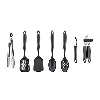 COOK With COLOR 7 Pc Kitchen Gadget Set Copper Coated Stainless Steel  Utensils with Soft Touch Black Handles