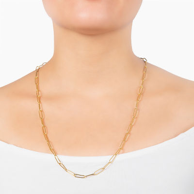 Silver Reflections 24K Gold Over Brass Paperclip Chain Necklace