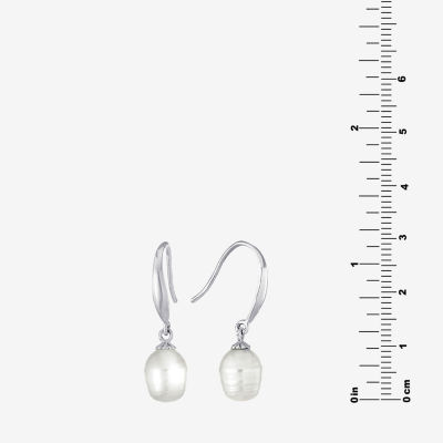 Silver Treasures Cultured Freshwater Pearl Sterling Silver Pear Drop Earrings