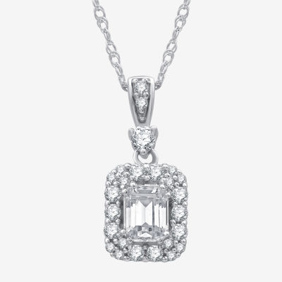 (G-H / Si1-I1) Womens 3/4 CT. T.W. Lab Grown White Diamond 10K White Gold Pendant Necklace