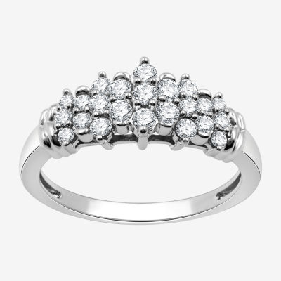 (G-H / Si2-I1) Womens 1/2 CT. T.W. Lab Grown White Diamond 10K Gold Cluster Band