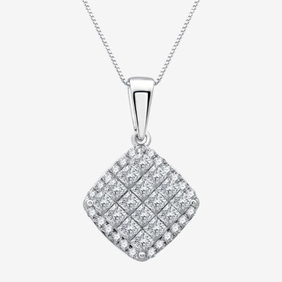 H-I / Si2-I1) Womens 1 1/2 CT. T.W. Lab Grown White Diamond 10K White Gold Pendant Necklace