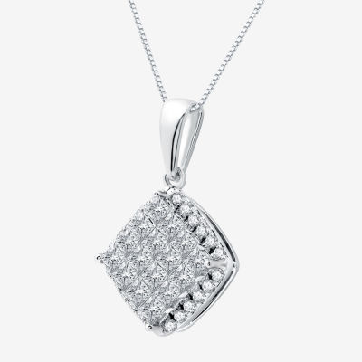 H-I / Si2-I1) Womens 1 1/2 CT. T.W. Lab Grown White Diamond 10K White Gold Pendant Necklace