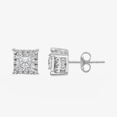 1/ CT. T.W. Mined White Diamond 10K Gold 6.4mm Stud Earrings