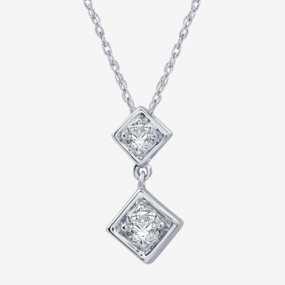 Ever Star (G / SI1-SI2) Womens 1/6 CT. T.W. Lab Grown White Diamond Sterling Silver Square Pendant Necklace