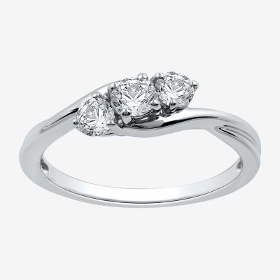 I Said Yes (H-I / I1) Womens 1/2 CT. T.W. Lab Grown White Diamond Sterling Silver Round 3-Stone Engagement Ring