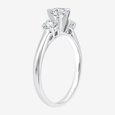 H-I / Si2-I1) Womens 3/ CT. T.W. Lab Grown White Diamond 10K Gold Round 3-Stone Engagement Ring