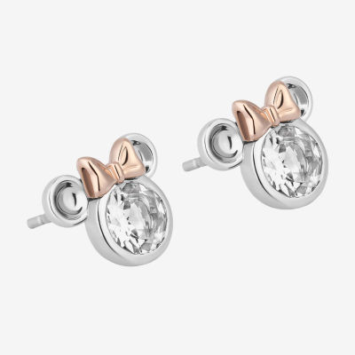 Disney Jewels Collection Mined White Diamond 14K Two Tone Gold Over Silver Sterling Silver 12.1mm Minnie Mouse Stud Earrings