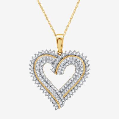 Womens / CT. T.W. Lab Grown White Diamond 14K Gold Over Silver Sterling Silver Heart Pendant Necklace