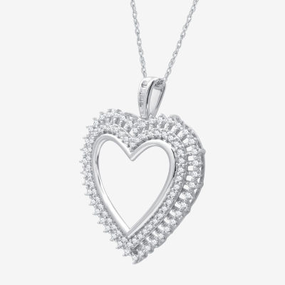 Womens 1/ CT. T.W. Lab Grown White Diamond Sterling Silver Heart Pendant Necklaces