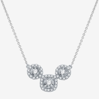 Womens 1/2 CT. T.W. Lab Grown White Diamond Sterling Silver Cushion 18 Inch Pendant Necklace