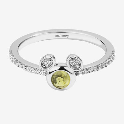 Disney Jewels Collection Womens 1/7 CT. T.W. Gemstone Sterling Silver Mickey Mouse Stackable Ring
