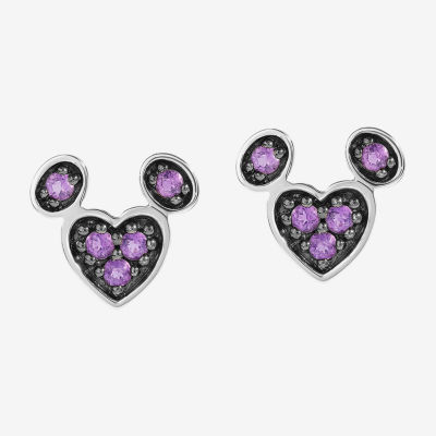 Disney Jewels Collection Gemstone Sterling Silver 10mm Mickey Mouse Stud Earrings