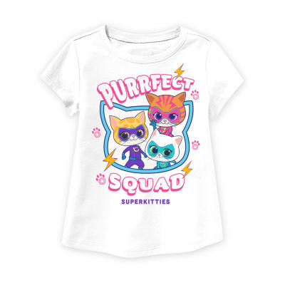 Toddler Girls Superkitties Crew Neck Short Sleeve Graphic T-Shirt