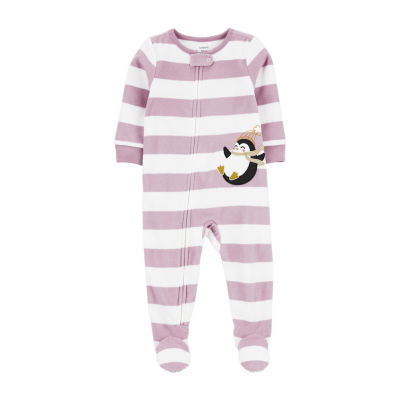 Carter's Toddler Girls Crew Neck Microfleece Long Sleeve Footed Pajamas JCPenney