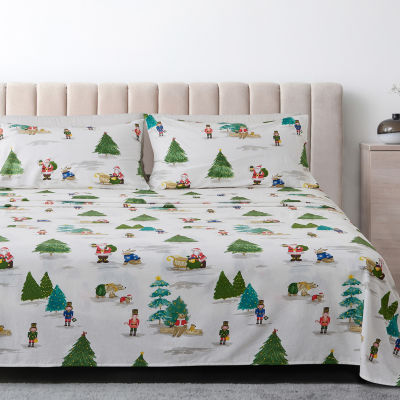 Linery Holiday Print Flannel Sheet Set