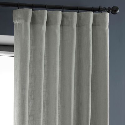 Exclusive Fabrics & Furnishing Heavy Faux Linen Light-Filtering Rod Pocket Single Curtain Panel