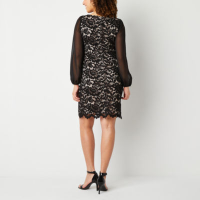 Jessica Howard Long Sheer Sleeve Lace Sheath Dress