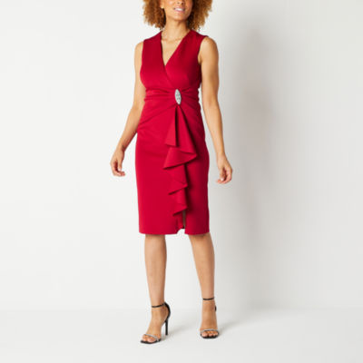 Jessica Howard Embellished Sleeveless Sheath Dress, Color Red JCPenney