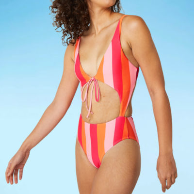 Forever 21 Womens Striped One Piece Swimsuit Juniors