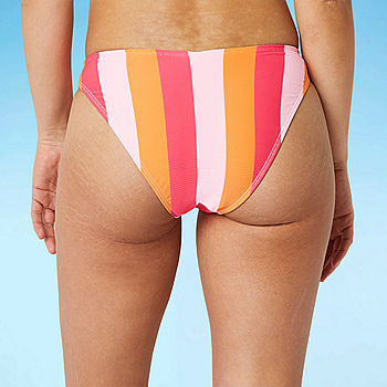 Forever 21 Womens Striped Hipster Bikini Swimsuit Bottom Juniors, Color:  Pink Stripe - JCPenney