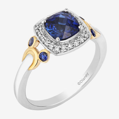 Disney Jewels Collection Womens 1/10 CT. T.W. Gemstone 14K Two Tone Gold Over Silver Sterling Silver Cushion Mickey Mouse Minnie Mouse Cocktail Ring