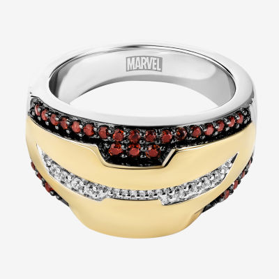 Marvel Fine Jewelry Diamond Accent Genuine Red Garnet 14K Two Tone Gold Over Silver Avengers Iron Man Band