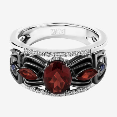 Marvel Fine Jewelry Womens 1/10 CT. T.W. Genuine Red Garnet Sterling Silver Spiderman Cocktail Ring