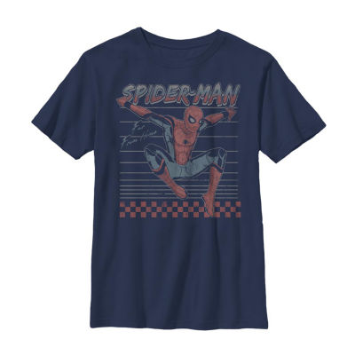 Disney Collection Little & Big Boys Crew Neck Short Sleeve Marvel Spiderman Graphic T-Shirt