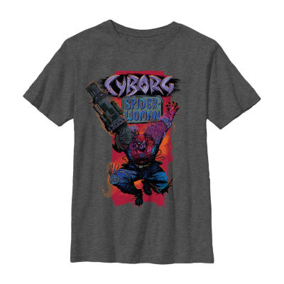 Disney Collection Little & Big Boys Crew Neck Short Sleeve Marvel Spiderman Graphic T-Shirt