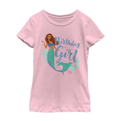 Disney Collection Little & Big Girls Crew Neck Short Sleeve The Mermaid Ariel Graphic T-Shirt