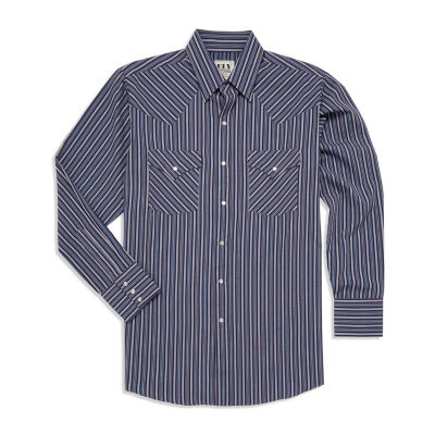 Ely Cattleman Textured Stripe Mens Long Sleeve Western Shirt